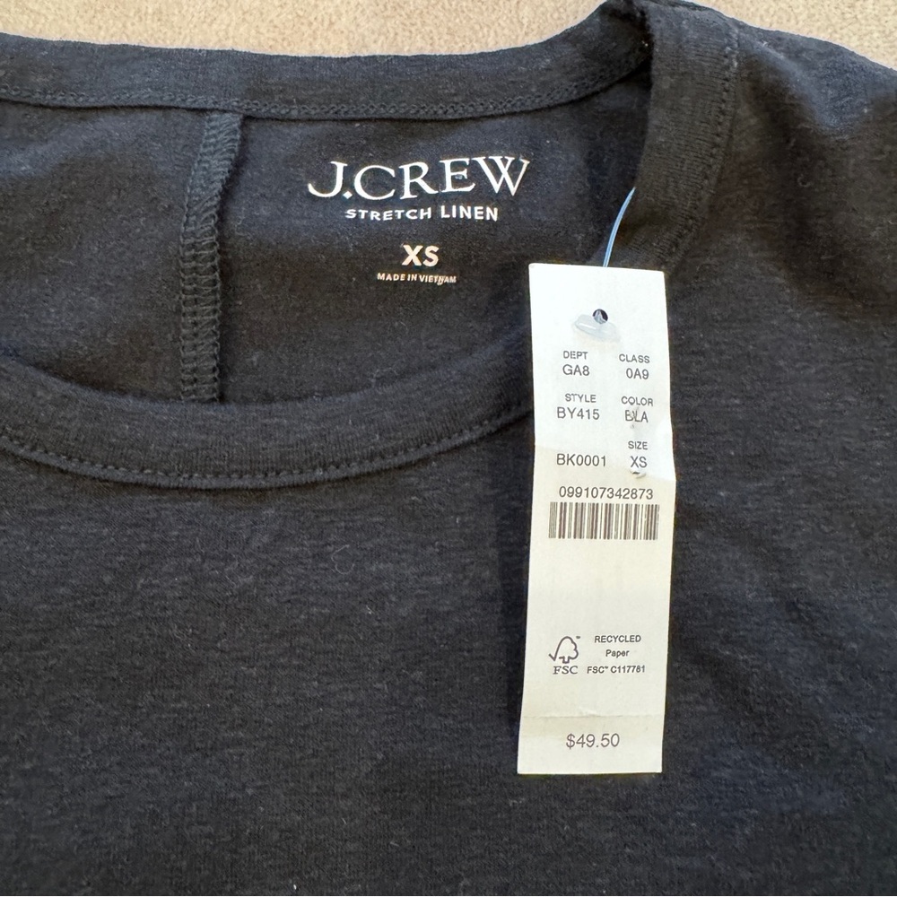 J. Crew Stretch linen-blend crewneck T-shirt • size xs • NWT • BY415 - Picture 3 of 6